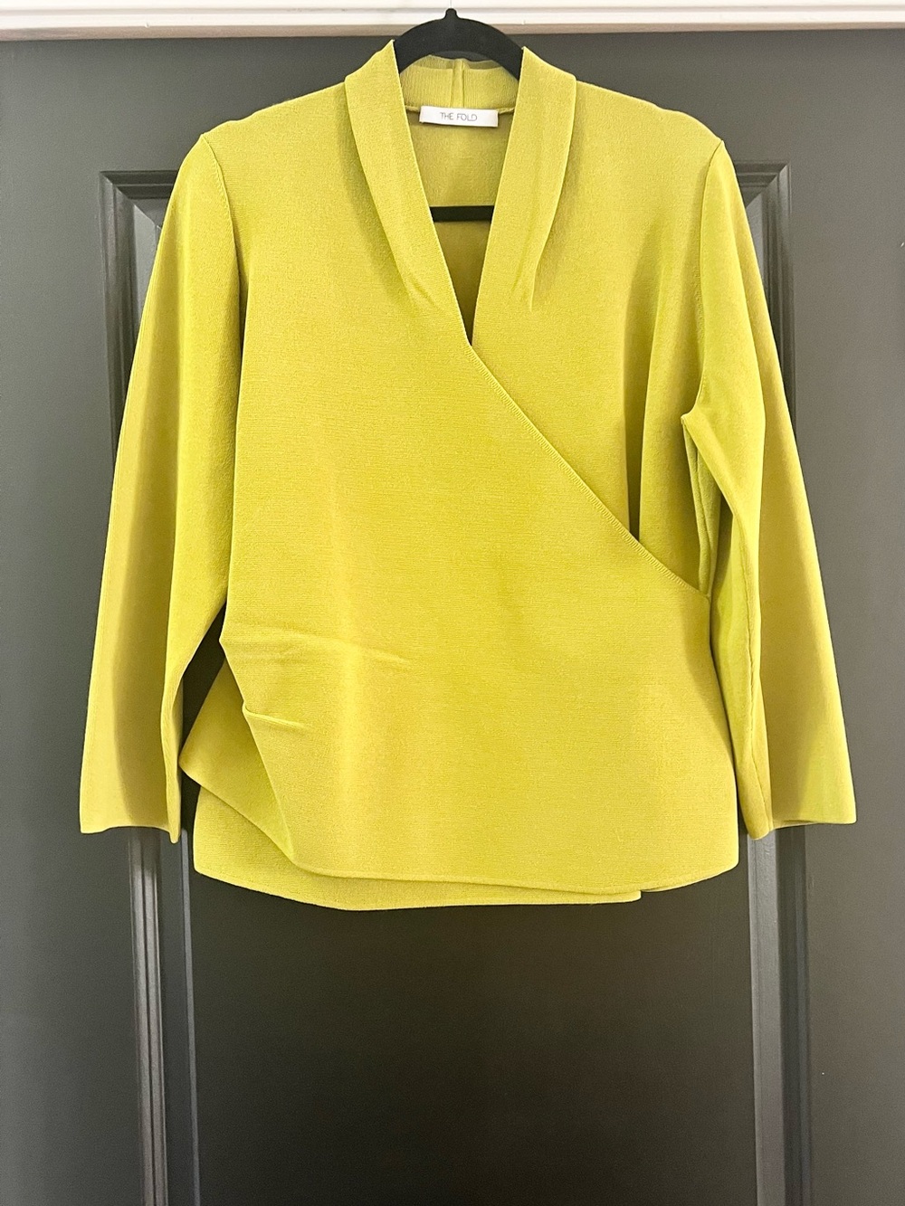 The Fold London Green Sculpt Knit Asymmetric Wrap Top XL